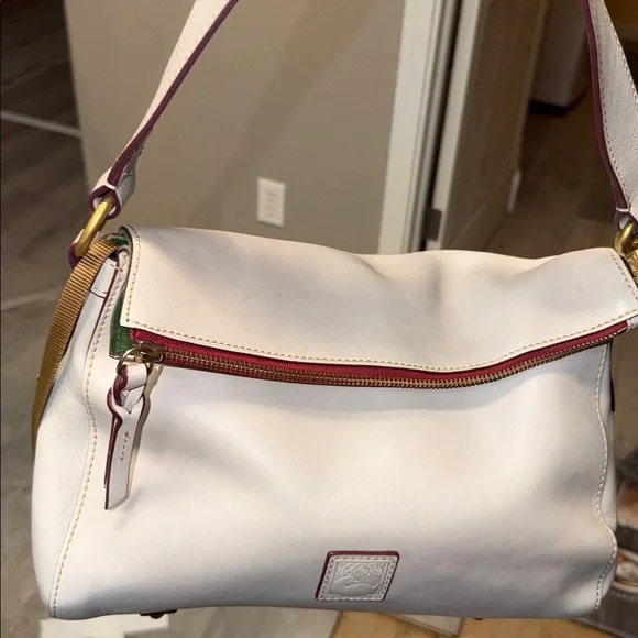 Dooney & Bourke Cream Leather Shoulder Crossbody with Gold Hardware - Picture 2 of 10